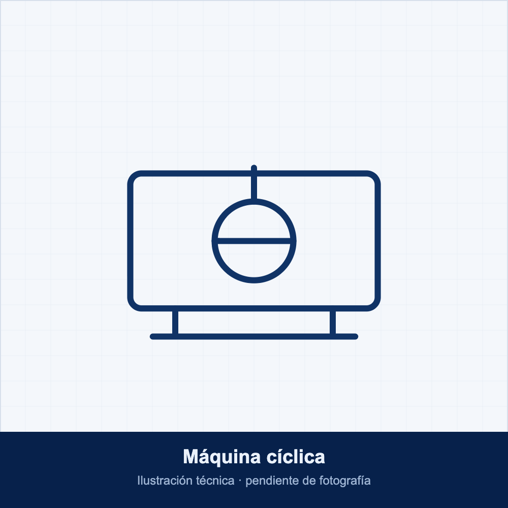 Ilustración técnica de máquina cíclica, pendiente de fotografía del equipo