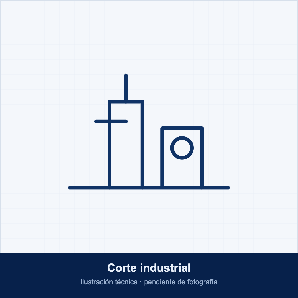 Ilustración técnica de corte industrial, pendiente de fotografía del equipo