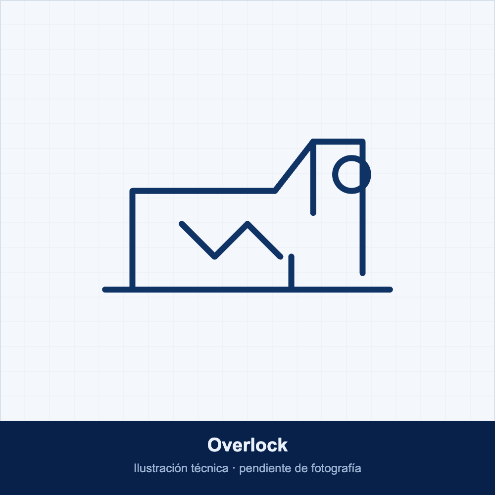 Ilustración técnica de overlock, pendiente de fotografía del equipo