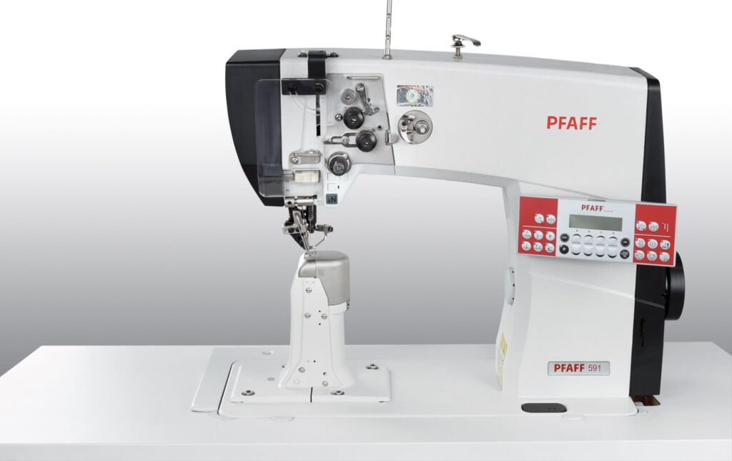 PFAFF 591 automática, máquina de columna de 1 aguja con prensatelas de rodillo